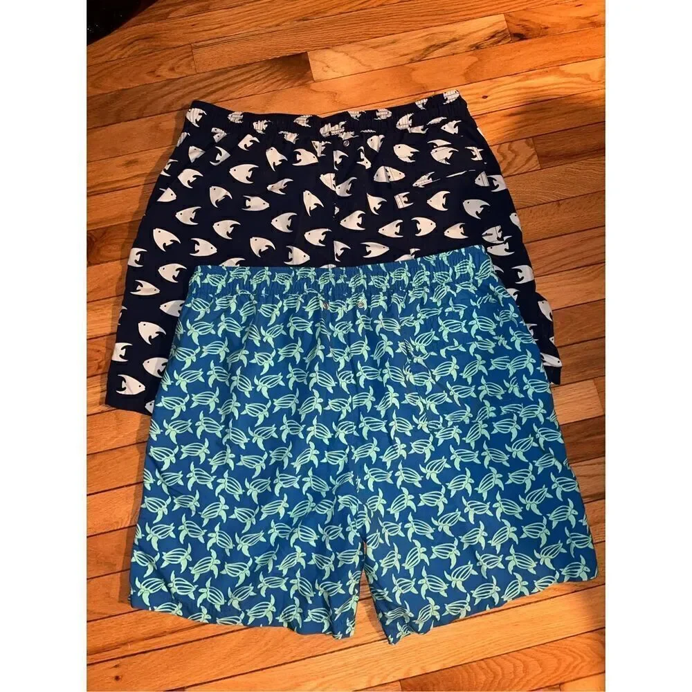 Bundle of 2 Tom & Teddy Sw Trunks 2XL blue turtle fish